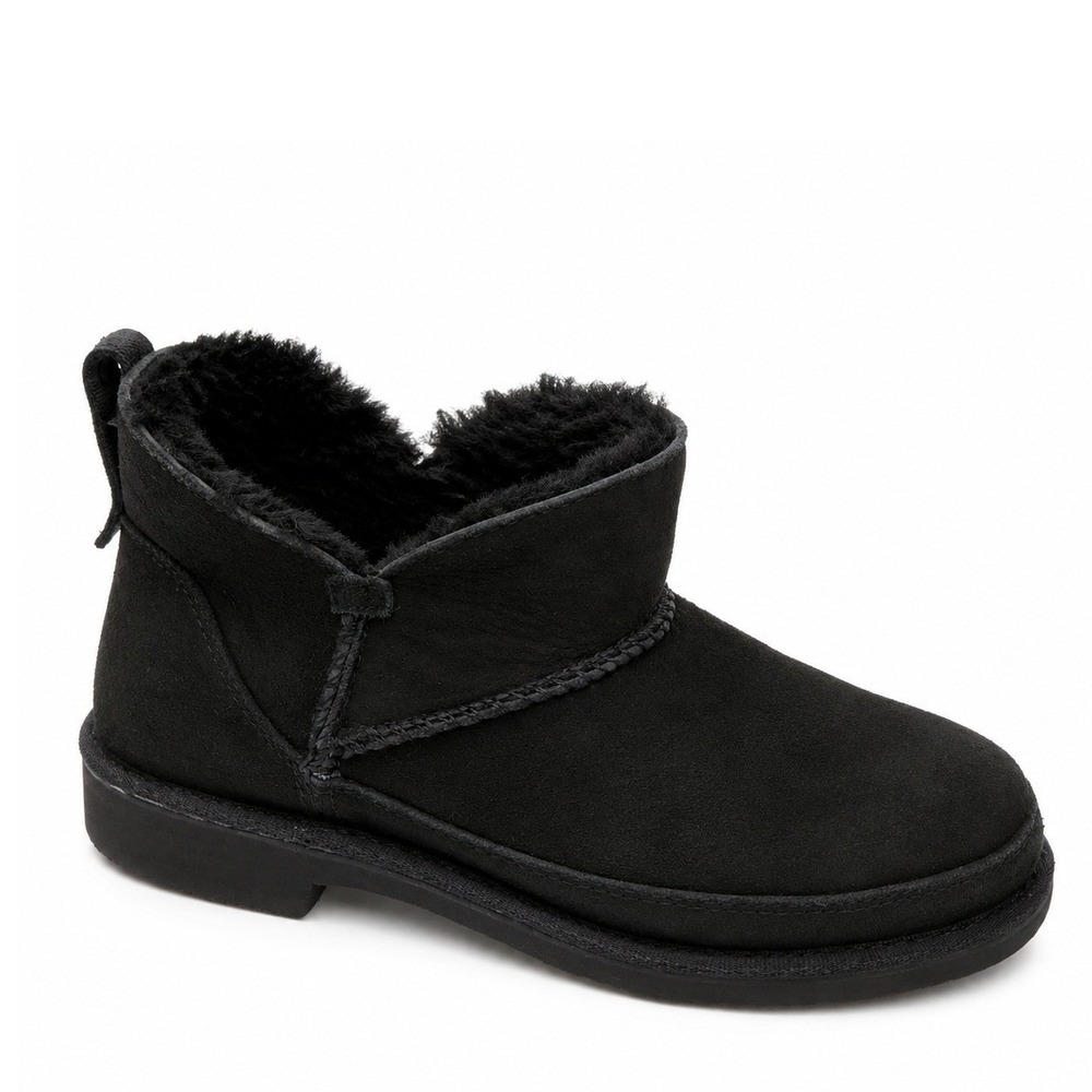 UGG 7 Melrose Ankle Boots 1103807 Black Suede Sheepskin Lined Cozy Winter Warm